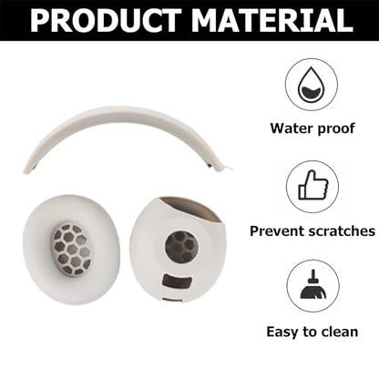 Studio Pro Silicone 2-in-1 Sweat Case Cover Set with Anti-Scratch Ear Pad Covers & Zipper Headband Cover – Compatible with Beats Studio Pro Wireless Headphones（Off White） - color: Off White 2-in-1