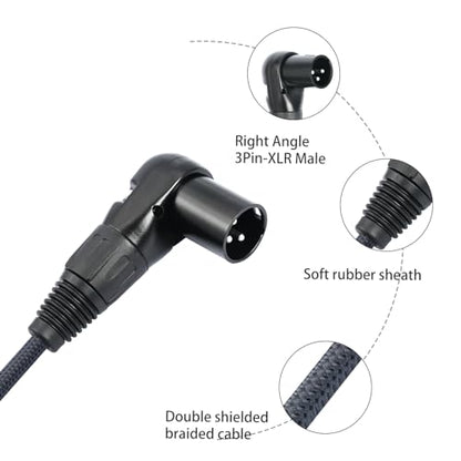 1FT Right Angle XLR Male to 1/4 TRS Mini Jack Adapter Cable,6.35 mm 1/4 Female to Right Angle 3Pin-XLR Male Cable for Mixer, Audio Player, Power amplifier-1Pack