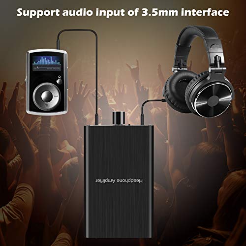 MYPIN Headphone Amplifier with Bass Boost, Support 3.5mm AUX and Type-C 16-600Ω Headphone -3.5mm Stereo Audio Out, GAIN, Bass for Mac, Phones, iPad, MP3, MP4 and Computers,Xbox one,PS4,PS5 Controller