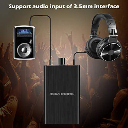 MYPIN Headphone Amplifier with Bass Boost, Support 3.5mm AUX and Type-C 16-600Ω Headphone -3.5mm Stereo Audio Out, GAIN, Bass for Mac, Phones, iPad, MP3, MP4 and Computers,Xbox one,PS4,PS5 Controller