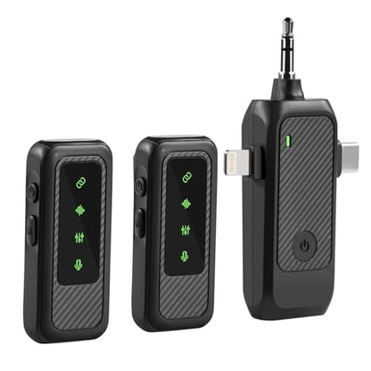 ENO MUSIC 3 in 1 Clip-on Wireless Lavalier Microphones for iPhone, Android, Camera, 8 Hours Rechargeable Battery, USB-C Microphone with Noise Reduction for Video Recording, Vlog, YouTube, TikTok