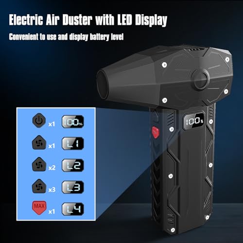 Compressed Air Duster, Electric air duster-4-Gear Adjustable Dust Blower for Computer, Keyboard, Outdoor, House and Car, Powerful Dust Cleaner for Keyboard