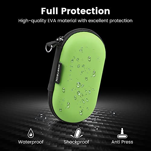 Earbud Case, RISETECH Earphone Carrying Case Holder EVA Headphone Storage Bag Small Cover Zipper Pouch Compatible for EarPods, AirPods, Beats Flex, Bose Wired Earbuds, USB Cable, with Keychain-Green - color: Green