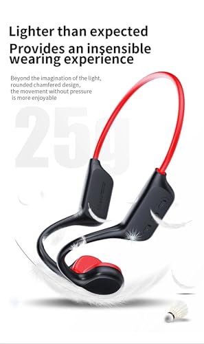 Bone Conduction Headphones IPX8 Waterproof 32GB Bluetooth 5.3 Wireless Headset with Microphone for Swim (Red) - color: Red