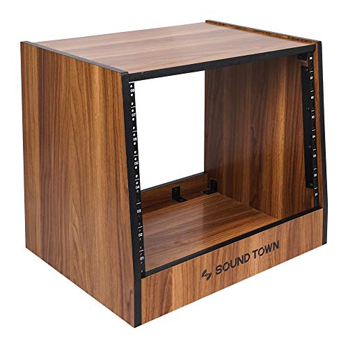 Sound Town DIY 8U Studio Rack with Furniture Grade Walnut Laminate (SDRK-8WN) - size: 8U, Slanted