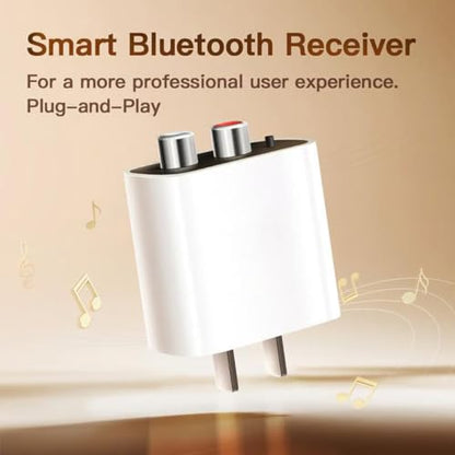 Bluetooth 5.4 Receiver – Upgrade Old Speakers to Wireless Audio, for Old Stereo/Speaker/Wired Speakers/Home Audio Music Streaming Stereo System (White-1Set)