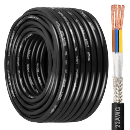 MOOKEERF 22/4 Shielded Wire 100FT,22AWG 4 Conductor Shielded Cable Stranded Pure Copper CNC Wire for CNC Router Machine,CNC VFD Spindle,3D Printer,Stepper Motor,Transformer,etc. - size: 100FT, style: 22AWG(4 Conductor)