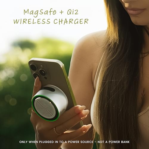 MagSound MagBeat 블루투스 스피커, 마그네틱 무선 충전기(티타늄), 휴대용 스테레오 동기화 TWS, 붐 베이스, 최대 10H, IPX7 방수, 남성용 선물 - color: 티타늄