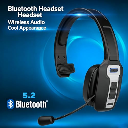 Black Single Ear Bluetooth Headset, Lightweight Comfort Business Earpiece with Noise Canceling Mic, Hands-Free Mono Headphone for Office, Driving, Conference Calls - color: Black