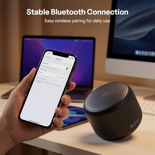 Bobtot Portable Bluetooth Speakers with Strap Easy to Carry Mini Speaker | Wireless IPX5 Waterproof with Loud Stereo Sound, 20 Hours Playtime, Rechargeable Battery, Built-In Microphone, Black - color: Black