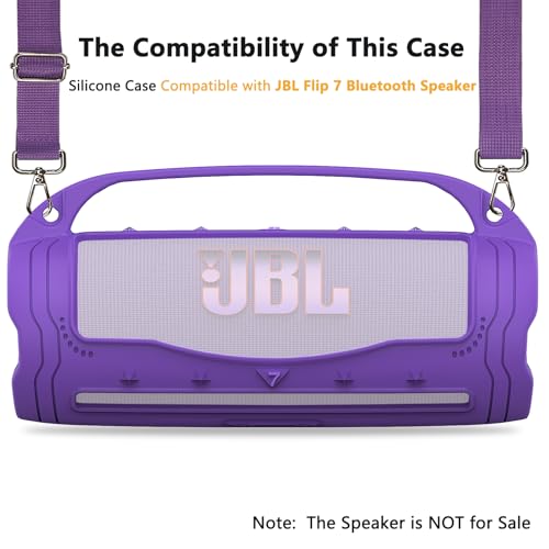 Silicone Cover Case for JBL Flip 7 Portable Bluetooth Speaker - color: Purple