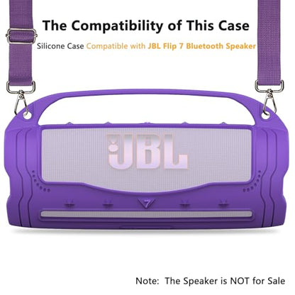 Silicone Cover Case for JBL Flip 7 Portable Bluetooth Speaker - color: Purple