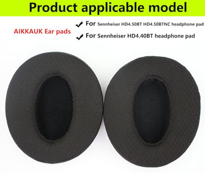 Replacement Ear Pads Compatible with Sennheiser HD4.50BT Black | for Sennheiser HD4.50BTNC HD4.40BT Headphone Breathable mesh woven/memory foam ear cushions earmuffs - color: Mesh/black