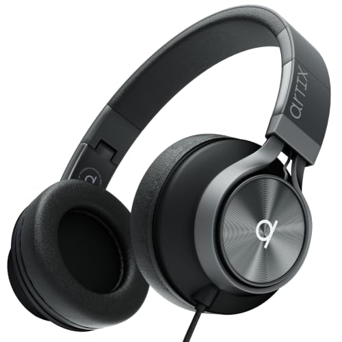 Artix Over Ear Headphones Wired with Mic, Corded Head Phones (3.5mm Jack) - color: Onyx Black