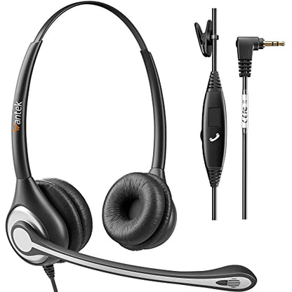 Wantek Phone Headset with Microphone Noise Cancelling,Telephone Headset 2.5mm Jack Compatible with Panasonic AT&T Uniden Cisco Linksys Grandstream Vtech Polycom Cordless Office Phones - size: 602-2.5mm