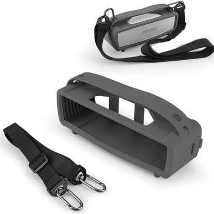 Coyktonty Silicone Cover Sleeve for Bose SoundLink Mini/Mini II Bluetooth Speaker,Case Protective Mini Speaker Cover，with Shoulder Strap (Black)