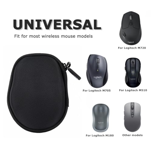 Ginsco Hard Travel Case Compatible with Logitech M720 Triathlon/M705 Marathon/M510/M550/M330/M317/M196/M185 Wireless Mouse, Universal Hard Shell Storage Case (Black, M) - color: Black, size: M