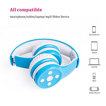 Kids Wireless Headphones, Bluetooth Toddler Headphones, Blue | Comfort Soft Ear Pads, Volume Limited, For School, Travel, Online Class - color: light blue