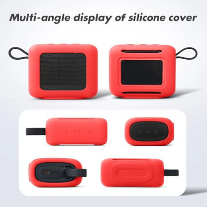 Silicone Cover Case for JBL Go 5 Bluetooth Speaker, Portable Speaker Travel Case Protective Cover Sleeve with Carabiner for JBL Go 5, Dustproof, Shockproof and Scratch-resistant (Red) - color: Red