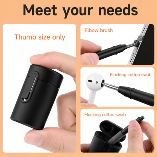 Earbud Cleaning Kit Phone Charging Port Phone Cleaning Kit Keyboard Cleaner 4 in 1 Black - color: black