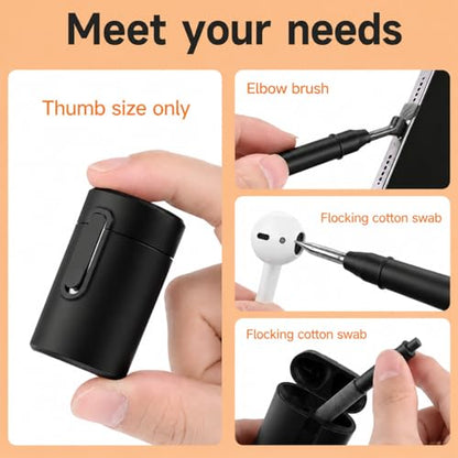 Earbud Cleaning Kit Phone Charging Port Phone Cleaning Kit Keyboard Cleaner 4 in 1 Black - color: black