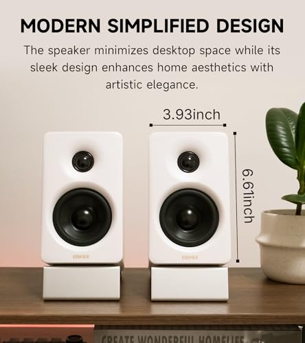 Edifier M60 Multimedia Speaker, 66W RMS Computer Speaker, White | Bluetooth 5.3, Hi-Res Audio with LDAC, 3" Mid Bass & 1" Tweeter, USB-C AUX Inputs, Compact Desktop Speaker - color: White