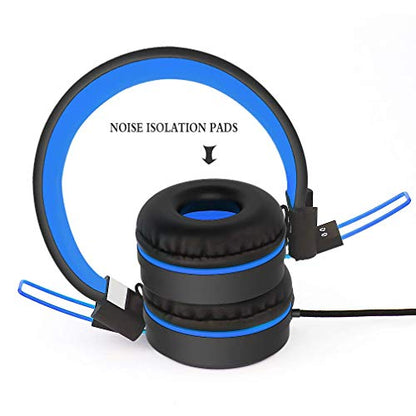 ELECDER i37 Kids Headphones for School Child Girls Boys Teens, Black/Blue | Foldable Adjustable Lightweight, 3.5mm Audio Jack On Ear Headphones for Smartphones Chromebook Computer PC Tablets Travel - color: Black