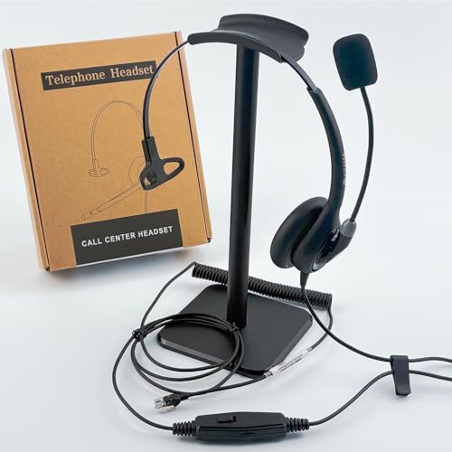 Arama Phone Headset for Office Phones for Polycom & Other IP Phones(A600S1) | Noise-canceling Mic, Metal Headband, Lightweight Design, Plug-and-play, Hands-Free, Call Center, Telemarketing, Office