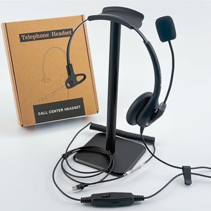 Arama Phone Headset for Office Phones for Polycom & Other IP Phones(A600S1) | Noise-canceling Mic, Metal Headband, Lightweight Design, Plug-and-play, Hands-Free, Call Center, Telemarketing, Office