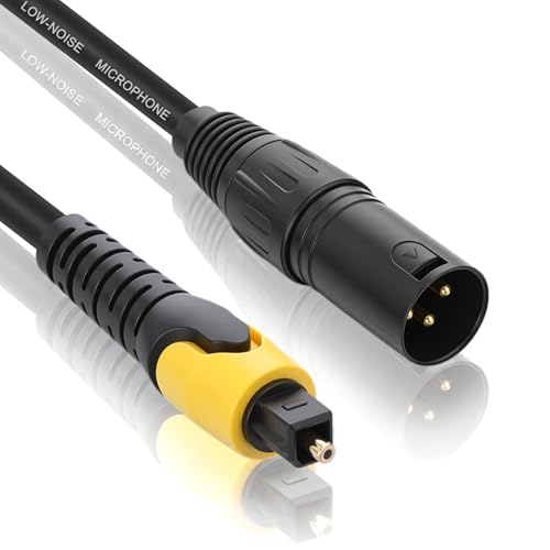 192KHz DAC Optical to XLR Converter, 3.3 Ft Optical Cable to Unbalanced Male XLR Audio Cord Adapter, Digital to Analog Audio Converter for HDTV, DVD, Set-Top Boxes