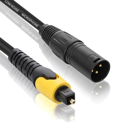 192KHz DAC Optical to XLR Converter, 3.3 Ft Optical Cable to Unbalanced Male XLR Audio Cord Adapter, Digital to Analog Audio Converter for HDTV, DVD, Set-Top Boxes