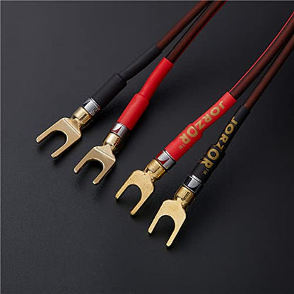 Audiophile Hi-Fi 14 Gauge OFC Speaker Cable with RCA Male (Black & Red) to 2 Bananas Plugs, 2 pack/1pair, (5M(16.5FT), 1 Pair(RCA to 2 Y Spade)) - size: 5M(16.5FT)