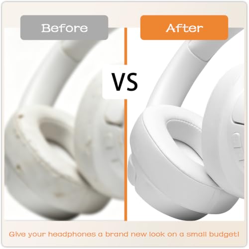 Replacement Ear Pads for JBL Tune 700BT, 710BT, 720BT, Tune 750BTNC, 760NC, 770NC Wireless Over-Ear Headphones, Ear Cushions, Ear Cups Cover Repair Parts (White) - color: White