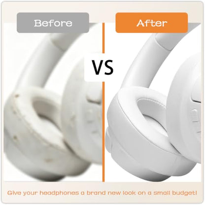 Replacement Ear Pads for JBL Tune 700BT, 710BT, 720BT, Tune 750BTNC, 760NC, 770NC Wireless Over-Ear Headphones, Ear Cushions, Ear Cups Cover Repair Parts (White) - color: White