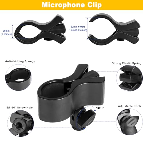 Mippko Microphone Stand Holder,21.5" Long Flexible Adjustable Magic Arm Super Crab Clamp Mic Clip 3/8"-16 to 5/8"-27 Adapter Mount,Compatible with Shure/Fifine /AT2020 /Pyle/Blue Snowball/Razer - style: Adjustable Magic Arm Microphone Stand