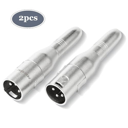 XLR 3 Pin Male to 1/4" 6.35mm Female Jack Socket Audio Adapter, Silver2-Pcs | Diecast Zinc Alloy Shell, Low Noise, Pro-Grade Sound, Tight Fit, Conversion Adapters For Mic, PA, DJ, Instrument, Studio Gear - size: XLR Male, style: 2 pcs