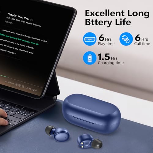 kurdene Wireless Earbuds Bluetooth 5.3 Light Weight in Ear Headphones | Premium Sound Bass Ear buds with Charging Case,Touch Control,Built in Mics Headset,Clear Calls for Sports Workout Blue - color: Blue