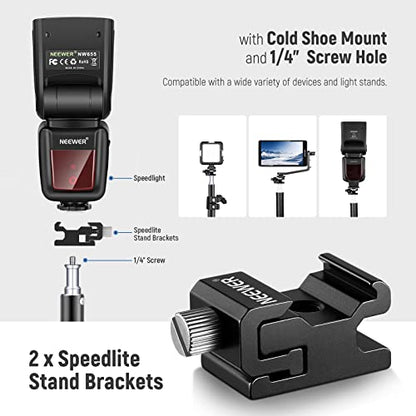 NEEWER 8 PCs Hot Shoe Mount Adapter Kit, Including Triple Cold Shoe Mounts, 1/4” Screw, Flash Stand Bracket, and Hotshoe Cover for DSLR Camera, LED Light, Microphone, Lighting Stands, Monitor - style: ST47(8-Pack)