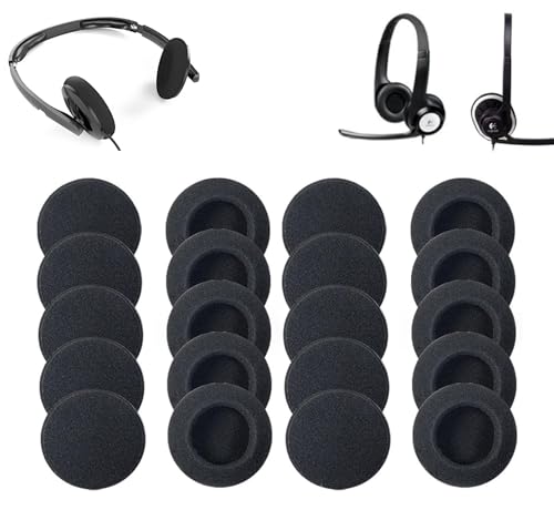 20 Pack Ear Cushions Foam Replacement for Plantronics Headphones Most Standard Size Office Telephone Headsets H251 H251N H261 H261N H351 H351N H361 H361N Headset Disposable Covers, Black