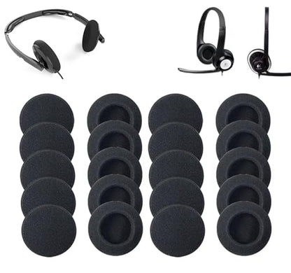 20 Pack Ear Cushions Foam Replacement for Plantronics Headphones Most Standard Size Office Telephone Headsets H251 H251N H261 H261N H351 H351N H361 H361N Headset Disposable Covers, Black