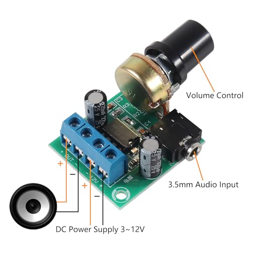 3pcs LM386 Mini Audio Amplifier Board DC 3-12V Volume Adjustable Control LM386 Audio Power Amplifier Module Support 0.5W-10W Speakers(Pack of 3) - color: 3pcs