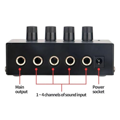 DC 12V 4-CH Stereo Headphone Audio Amplifier with 6.35MM Outputs Lossless Sound Independent Volume Control