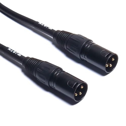 WJSTN Microphone Cable XLR Male to Male Patch Cable 3-Pin Balanced Cable DMX Cable Patch Cords 2Pack 1FT Black - size: 1Feet
