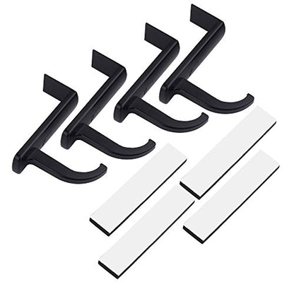 Mudder 4 Pack Headphone Hanger Hook for Monitor, Adhesive Mount, Black | 4 Stick-on headset holder, no screw install, fits most computer desk monitor edge, adhesive hooks included