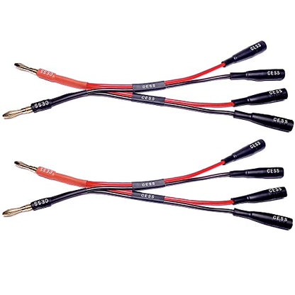 CNCESS Dual Banana Plugs Splitter, 2 Male to 4 Female | Banana Jack Adapter, 2-Channel Power Supply Splitter Cable, 14 AWG Soft Silicone, Tinned Copper Wire