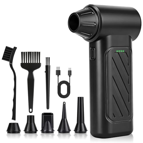 Compressed Air Duster, 130,000RPM Ultra-Powerful Cordless Electric Air Duster with 4000mAh Rechargeable Battery, 3-Gear Adjustable Air Blower for Keyboard, Computer, Car, Home Cleaning