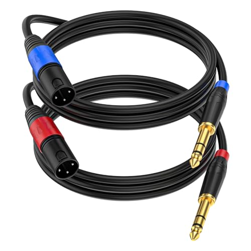 Male XLR to 1/4 Inch (6.35mm) TRS Mono Jack Microphone Cable,(2Pack, 3.3 FT) Balanced 3 Pin XLR Male to Quarter inch TRS Plug Mic Cord for Dynamic Microphone - size: 3.3 FT, 2Pack, style: XLR Male to 6.35mm