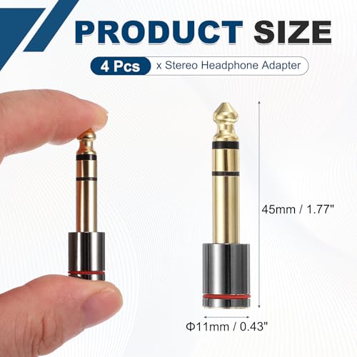 MECCANIXITY 2Pcs TRS 6.35mm Male to 3.5mm Female 1/4" Plug to 1/8" Gray | Stereo Headphone Adapter, Jack, Audio Converter, Pure Copper, Gold Plated, for Guitars Speakers Computers