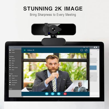 2K Ultra HD Webcam, Computer Camera for PC Monitor Laptop Desktop - External Web Cameras with Microphone, USB C Adapter, Privacy Cover for Video Conferencing, Streaming & Online Learning - style: 2K Webcam + USB C Adapter