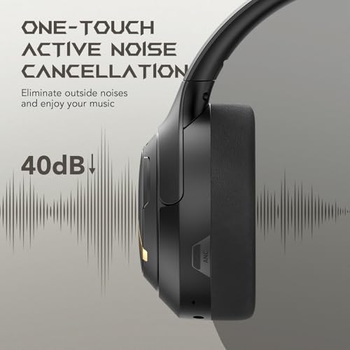 Black Shark JoyBuds Max Active Noise Cancelling Headphones, 50H Playtime Wireless Over Ear Headphones with Microphone, Bluetooth 5.4 Gaming Headsets Comfort Fit Ear Cups, 6EQ Modes via APP (Black) - color: X7 Black
